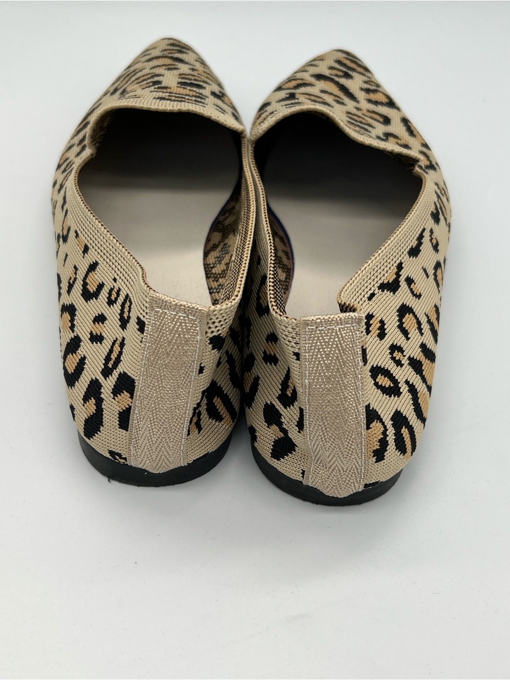 Leopard Print Pointed Toe Slip-On Flats - Beige/Black - Picture 5 of 6